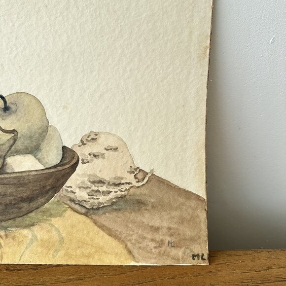 Vintage still life watercolor painting signed - Picture 4 of 7